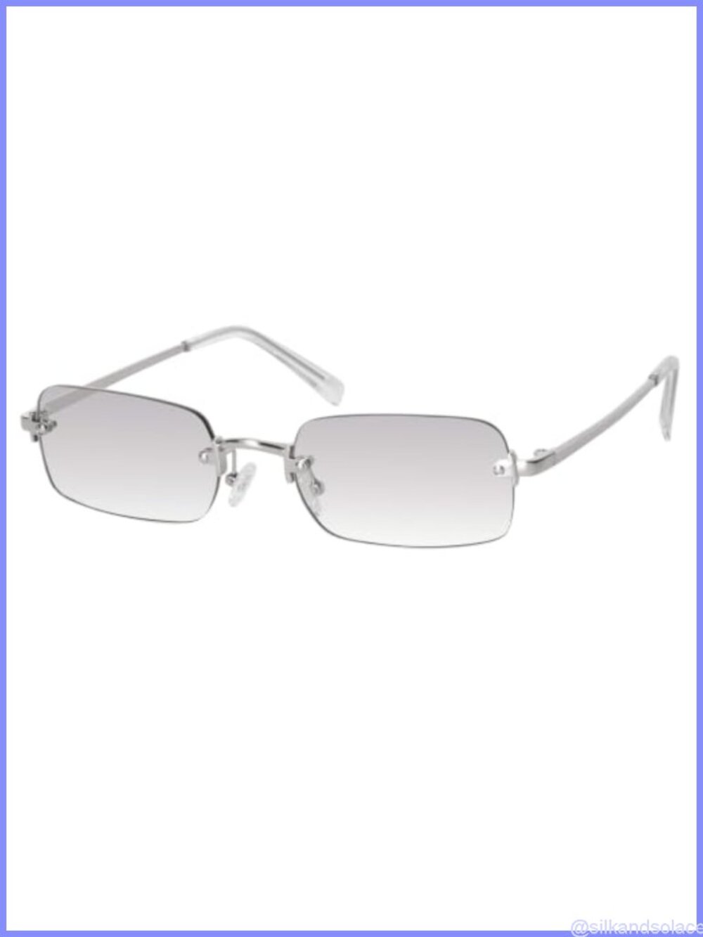 Rimless Rectangle Sunglasses UV400 Fashion Tint Lenses Metal Temples